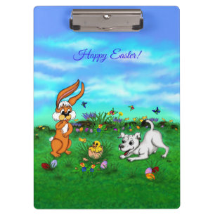 Ostern - Hündchen Kapuzinerkolben und Küken Klemmbrett