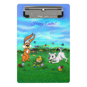 Ostern - Hündchen Kapuzinerkolben und Küken Mini Klemmbrett