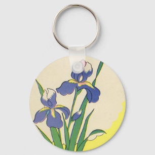 Ostern im Vintage-Stil, lila Garteniris-Blumen Schlüsselanhänger