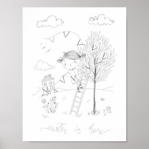 Ostern ist da Tintenzeichnung Poster