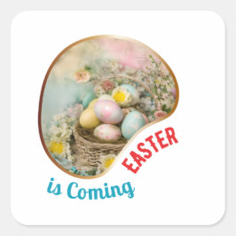 Ostern kommt - primitiv quadratischer aufkleber