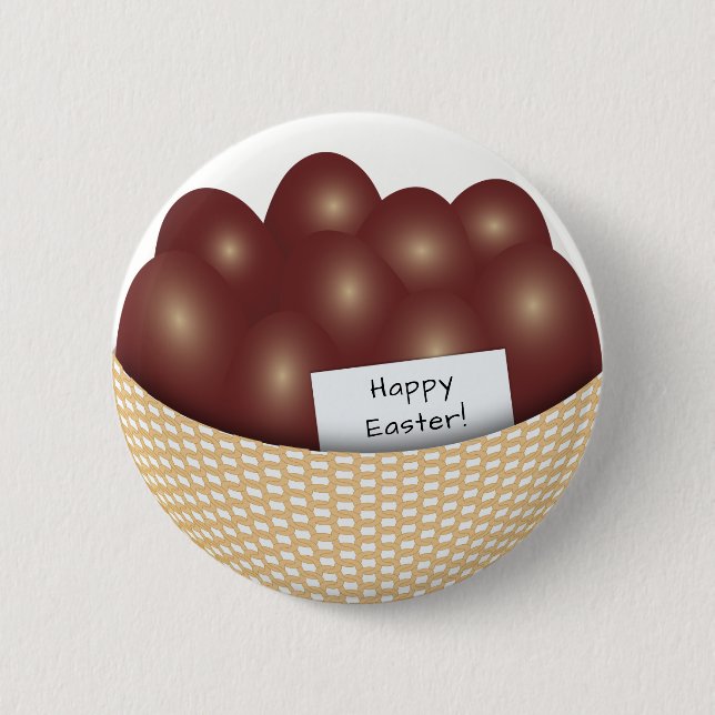Ostern-Korb mit Schokoladen-Ei-Knopf Button (Vorderseite)