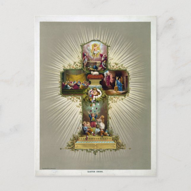 Ostern-Kreuz Feiertagspostkarte (Vorderseite)