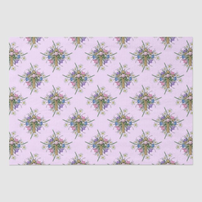 Ostern-Kreuz und BlumenmusterSeidenpapier Seidenpapier (Vorderseite)