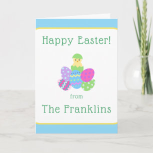 OSTERN Küken Eier und hellblaue Grüße NAME