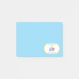 OSTERN Küken Eier und hellblaues Papier Post-it Klebezettel