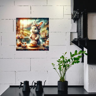 Ostern Leckereien mit Niedlichem Watercolor Bunny  Poster