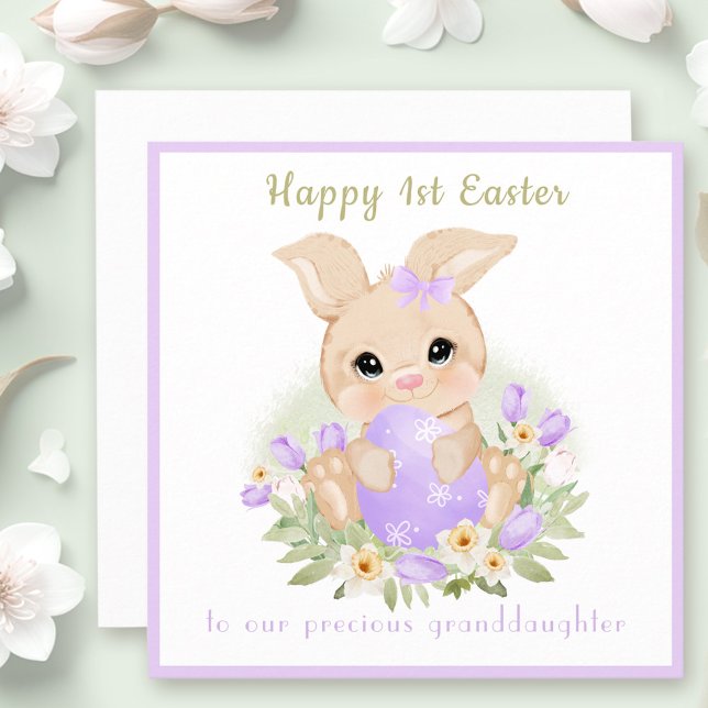 Ostern Lila Bunny Grandtochter Osterkarte Karte (1st Easter Purple Bunny Granddaughter Easter card)