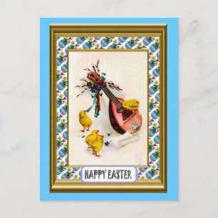 Ostern - Mandoline und Ester-Küken Feiertagspostkarte
