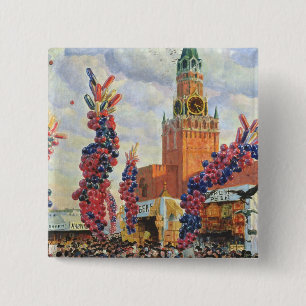 Ostern-Markt im Moskau der Kreml, 1917 Button