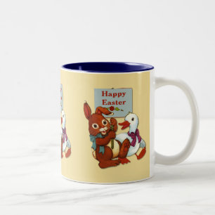 Ostern mit Ente und Hase Zweifarbige Tasse