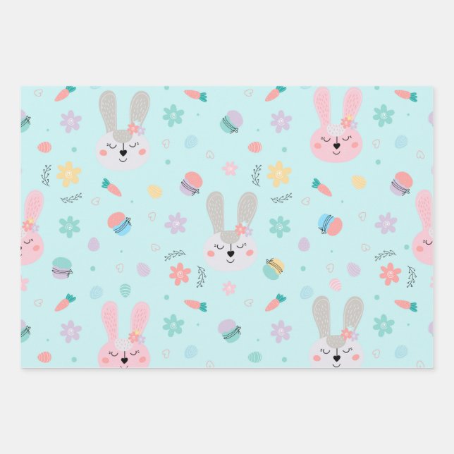 Ostern Muster Bunny Egg, Osterurlaub Geschenk Geschenkpapier Set (Vorderseite)