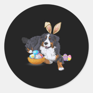Ostern Niedlich Berner Hund Lover Bunny Egg Runder Aufkleber