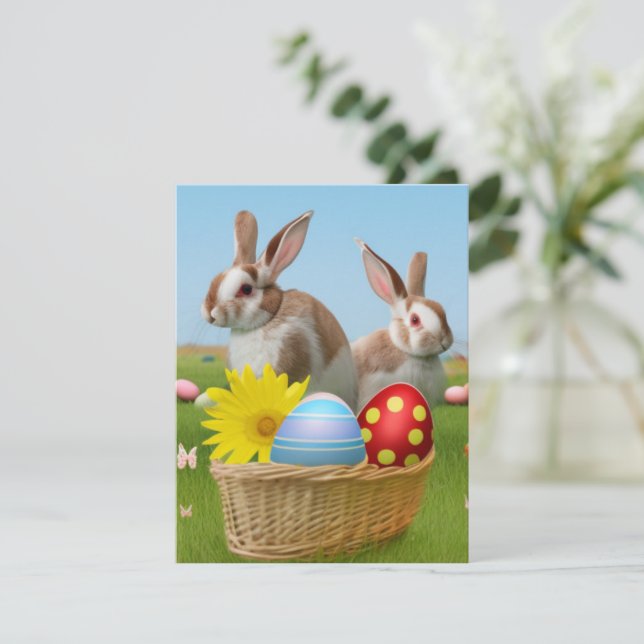 Ostern Niedlich Bunny für eine positive Stimmung Begleitkarte (Stehend Vorderseite)