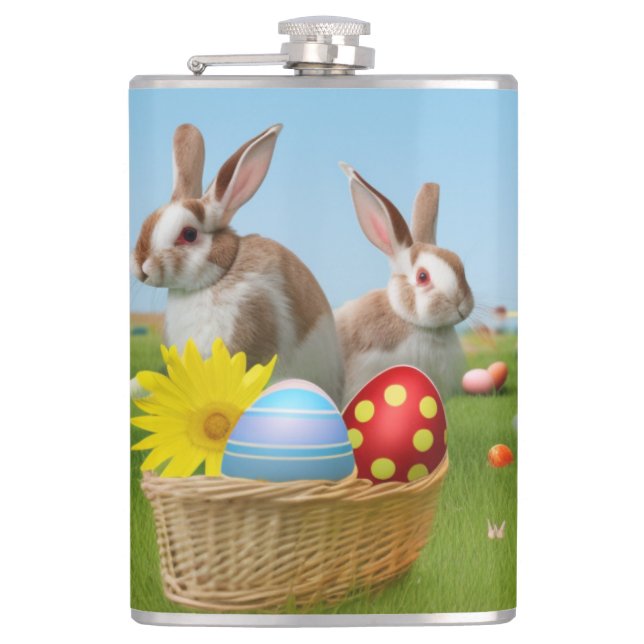 Ostern Niedlich Bunny für eine positive Stimmung Flachmann (Vorderseite)
