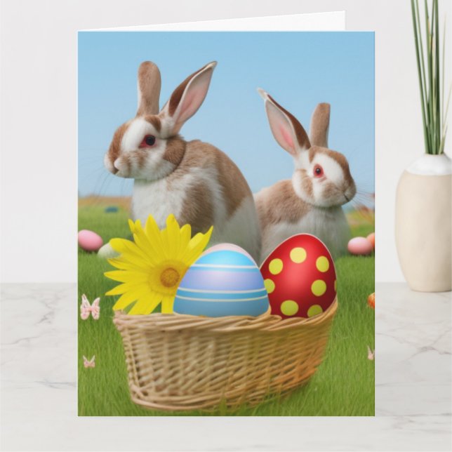 Ostern Niedlich Bunny für eine positive Stimmung Karte (Vorderseite)