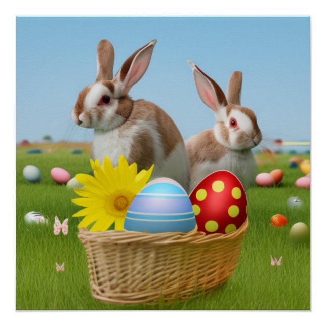 Ostern Niedlich Bunny für eine positive Stimmung Poster (Vorderseite)