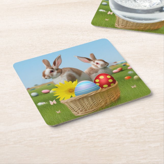 Ostern Niedlich Bunny für eine positive Stimmung Rechteckiger Pappuntersetzer (angewinkelt)