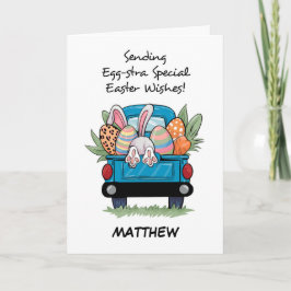 Ostern Niedlicher Abholwagen mit sonniger Schwanz  Karte