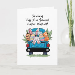 Ostern Niedlicher Abholwagen mit sonniger Schwanz  Karte