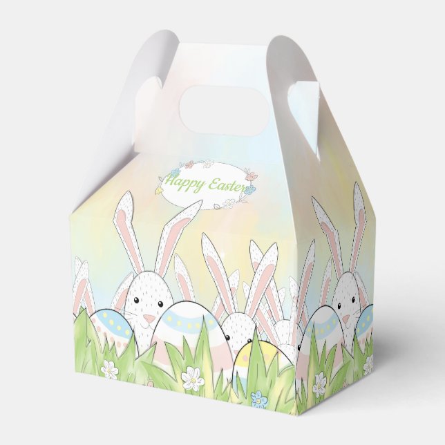 Ostern niedlicher Hase und Eier Geschenkschachtel (Vorderseite)