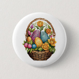 Ostern Ostern Eierkuchen Korb Mandala Art Ei Jagd Button