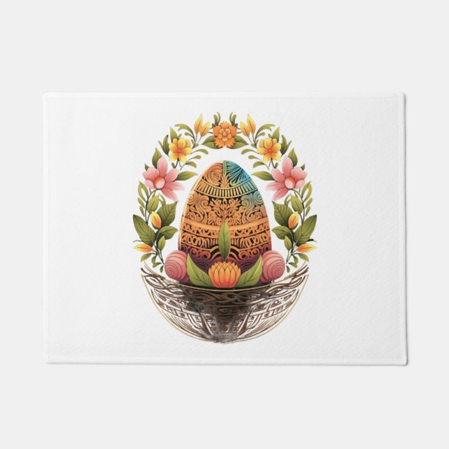 Ostern Ostern Eierkuchen Korb Mandala Art Ei Jagd Fußmatte (Vorderseite)