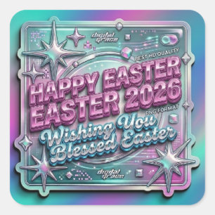 Ostern Paskah 2026 Quadratischer Aufkleber