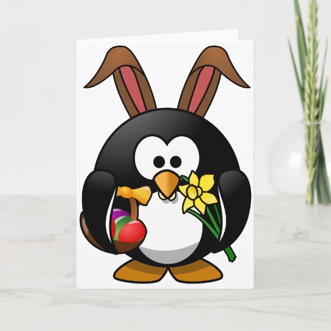 Ostern-Pinguin Feiertagskarte (Vorderseite)