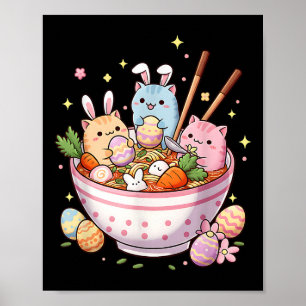 Ostern Ramen Katzen Niedlich Anime Happy Osterfest Poster
