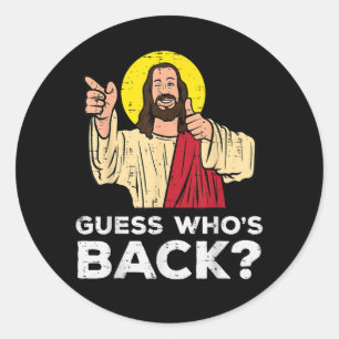 Ostern Rate wer zurück ist Jesus Lustig Religiös Runder Aufkleber