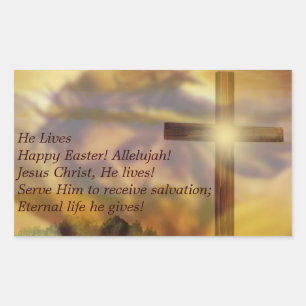 Ostern - Religiöser Jesus und Crusifix Gold Rechteckiger Aufkleber