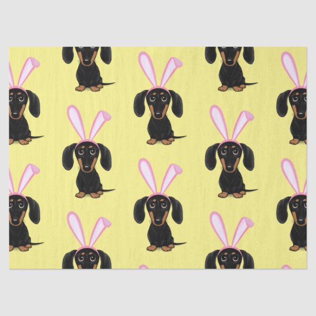 Ostern Schwarzer Hund Tan Dackel Seidenpapier (Vorderseite)