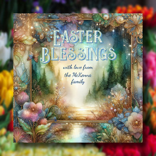 Ostern Segeln Waldeland Wasserfarben Jugendstil Feiertagskarte