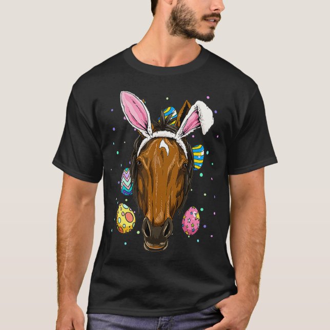 Ostern Sonniges Pferd Osterhasen Lover T-Shirt (Vorderseite)