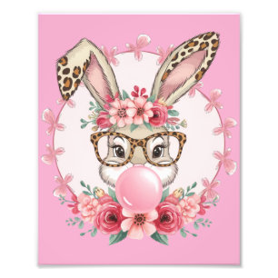 Ostern Süße Florale Hase Leopard Geschenk Fotodruck