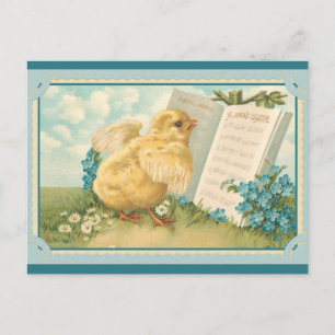 Ostern Süße Vintage-Küken Musik Lied Floral Postkarte