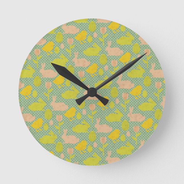 Ostern-Tapete Runde Wanduhr (Vorderseite)