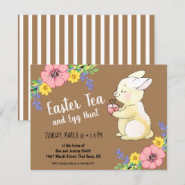 Ostern Tee und Ei Jagd Frühlingsbraun Einladung