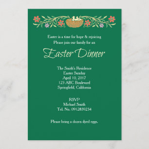 Ostern Traditionelles Abendessen Flora Einladung