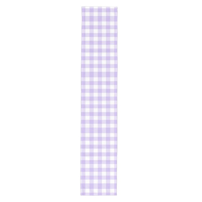 Ostern und Frühjahr Land Lavender Gingham Muster Mittelgroßer Tischläufer (Vorderseite)