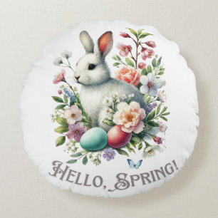 Ostern Wasserfarben Bunny & Eggs Rundes Kissen