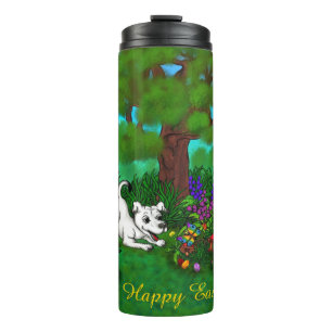 Ostern - Welpe Capo and Butterfly Thermosbecher