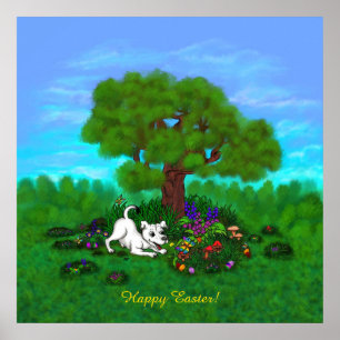 Ostern - Welpen Capo und Schmetterling Poster