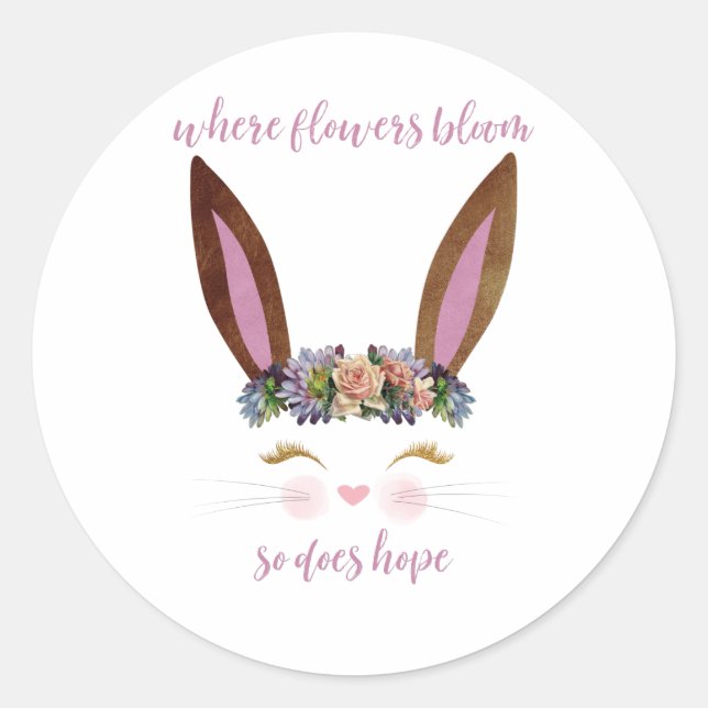 Ostern, wo Blume blühen, so hofft Runder Aufkleber (Vorderseite)