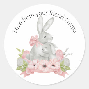 Ostern wünscht Bunny kisses Ostern Mutter und Kind Runder Aufkleber