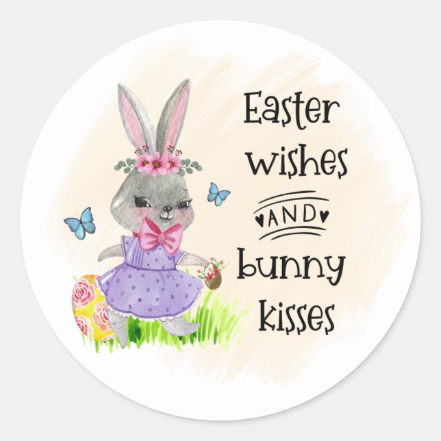 Ostern wünscht sonnige Küsse Runder Aufkleber (Vorderseite)