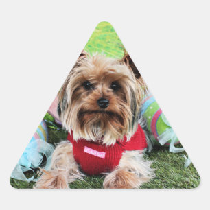 Ostern - Yorkshire Terrier - frech Dreieckiger Aufkleber