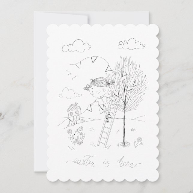 Ostern Zeichne hier Tinte Feiertagskarte (Vorderseite)