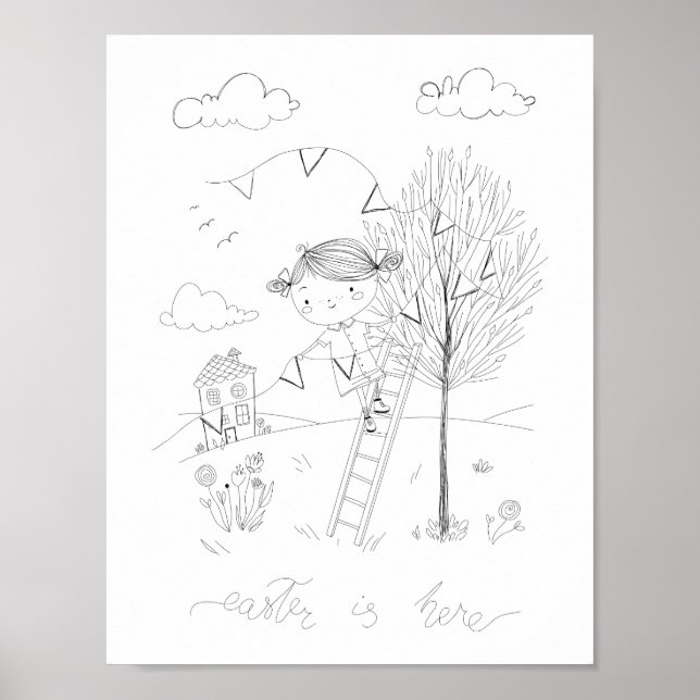 Ostern Zeichne hier Tinte Poster (Vorne)